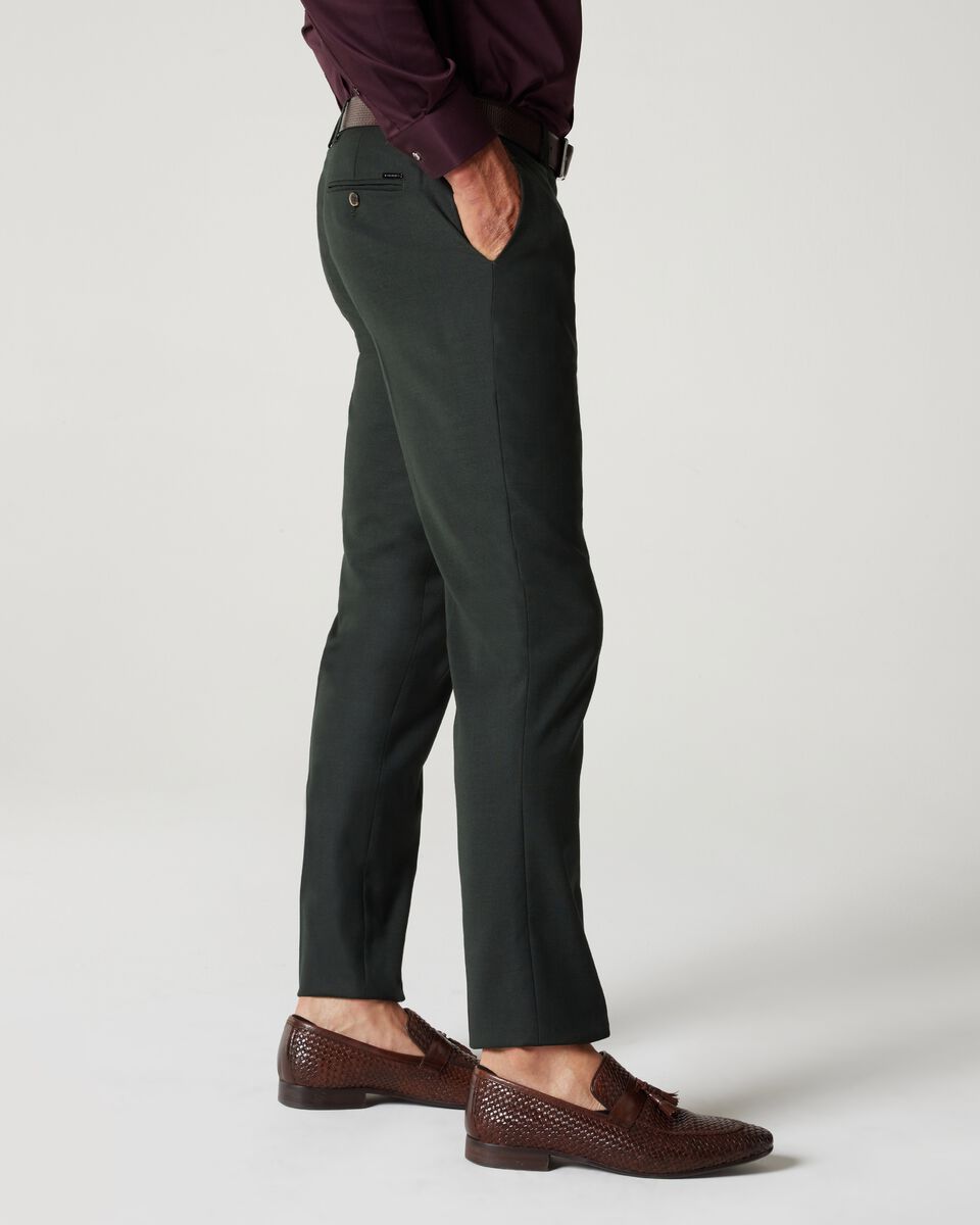 Dark Green Slim Stretch Marle Tailored Pant